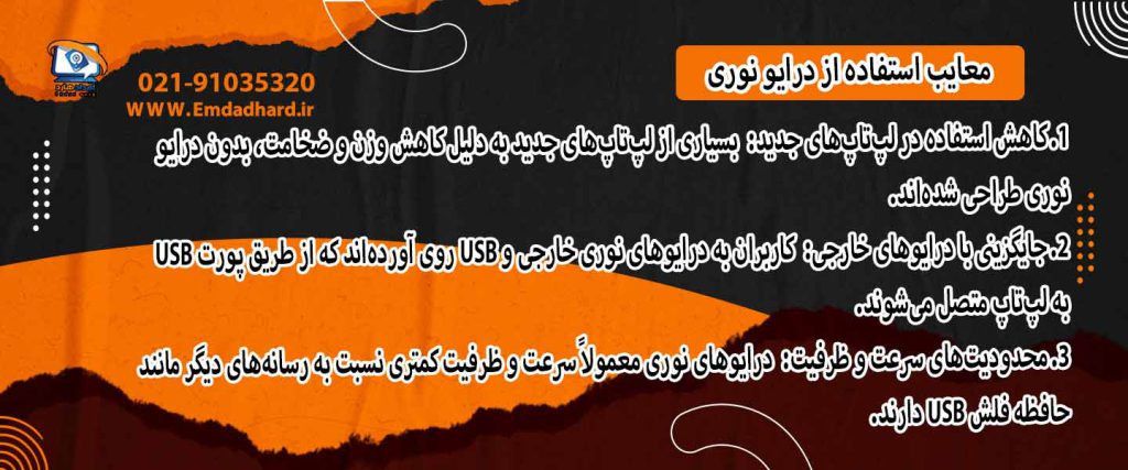 نقاط ضعف بهره‌گیری از درایو نوری
